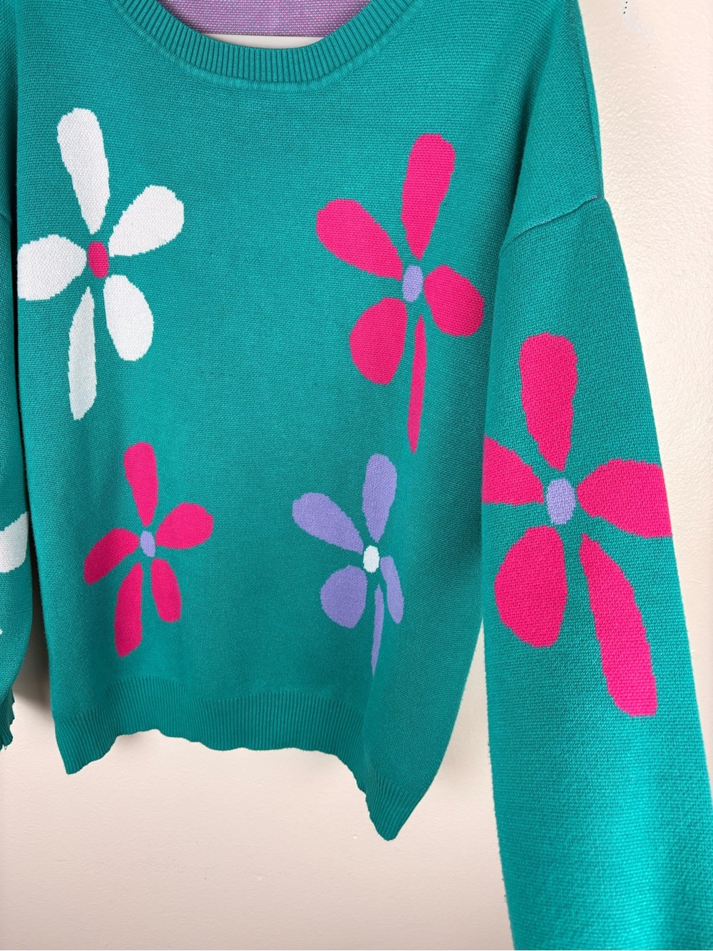 Haptics by Holly Harper Vintage Knit Ribbed Long Sleeve Floral Print Sweater - Picture 3 of 9